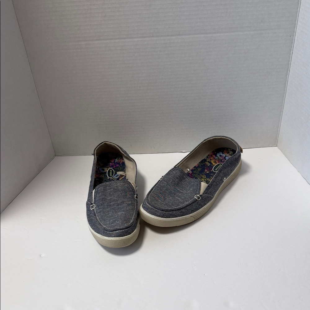 Dr. Scholl's Waverly Denim Blue Gray Slip-On Shoes 8 1/2 Good Used Condition
